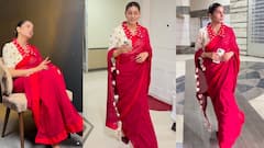 सपना चौधरी का लाल साड़ी लुक वायरल, उड़ते पल्लू ने खींचा सबका ध्यान