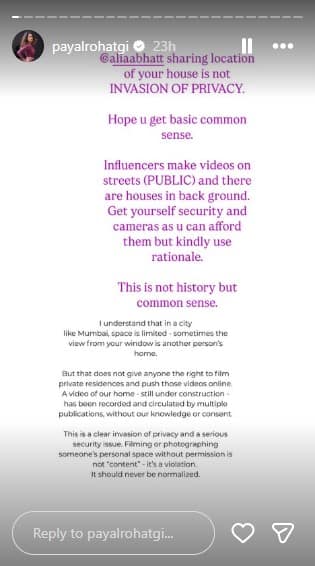 Payal Rohatgi Sparks Outrage Over Controversial Remarks On Alia Bhatt’s Privacy Plea