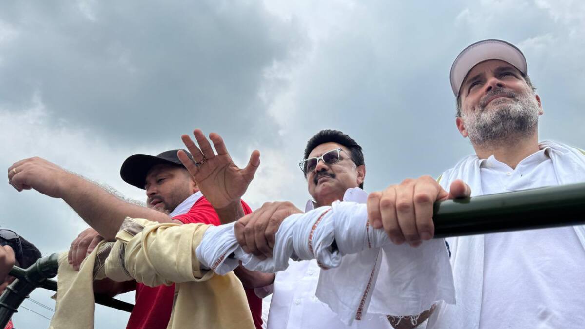 Tamil Nadu CM Stalin Join Rahul, Priyanka & Tejashwi In Congress' ‘Voter Adhikar Yatra’ In Bihar