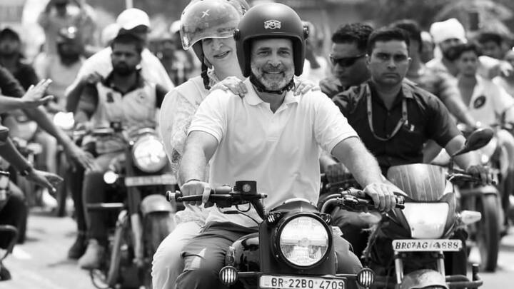 कांग्रेस नेता राहुल गांधी और राष्ट्रीय जनता दल (राजद) के नेता तेजस्वी यादव ने वोटर अधिकार यात्रा' के दौरान बिहार के मुजफ्फरपुर जिले की सड़कों पर बुधवार को मोटरसाइकिल चलाई.