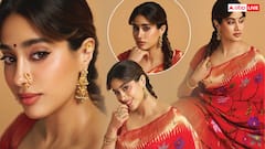 गणेश चतुर्थी पर लाल कलर की साड़ी में 'डेंजर' लगीं जाह्ववी कपूर, देखें 10 तस्वीरें