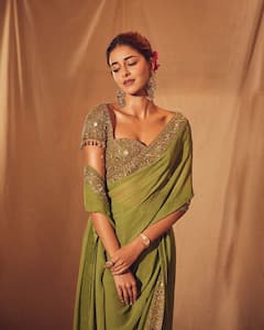 Ananya Panday Embraces Festive Vibes In A Dreamy Green-Gold Saree; See PICS