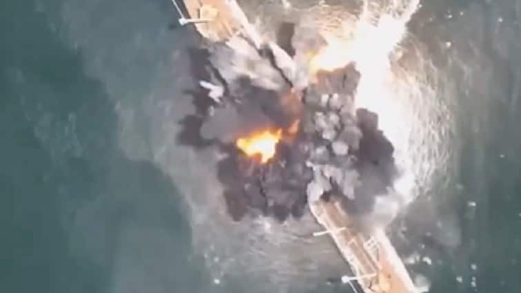 Russian Sea Drone Strike Sinks Ukraine’s ‘Largest’ Naval Ship Simferopol: WATCH