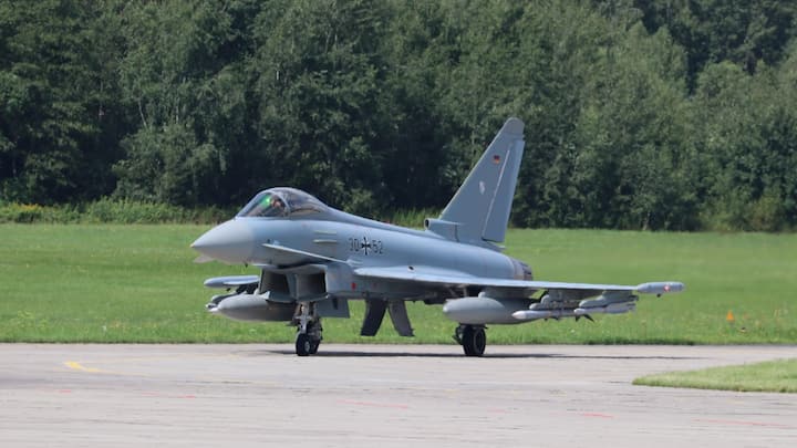 Eurofighter Typhoon is a joint project of Germany, Italy, Spain and Britain. It has delta wing design, modern avionics and sensor. It has a great potential for air from air and air to ground. It is considered the backbone of NATO countries.