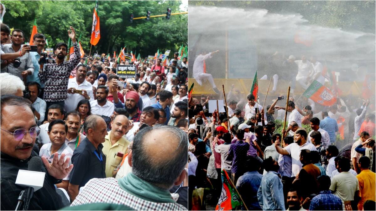 BJP Protests Over PM 'Abuse' Row; Leaders Detained In Delhi, Workers Clash With Police In Gujarat