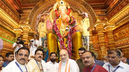 Amit Shah Seeks Blessings With Family At Mumbai's Lalbaugcha Raja During Ganesh Chaturthi: WATCH