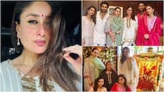 सज-धजकर बप्पा के दर्शन करने आदर जैन के घर पहुंचीं करीना, करिश्मा-बबीता भी दिखे