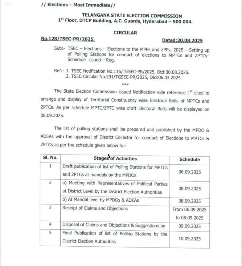 Municipal Elections in Telangana: తెలంగాణలో ఎంపీటీసీ, జడ్పీటీసీ ఎన్నికలపై ఈసీ కసరత్తు.. కలెక్టర్లకు కీలక ఆదేశాలు