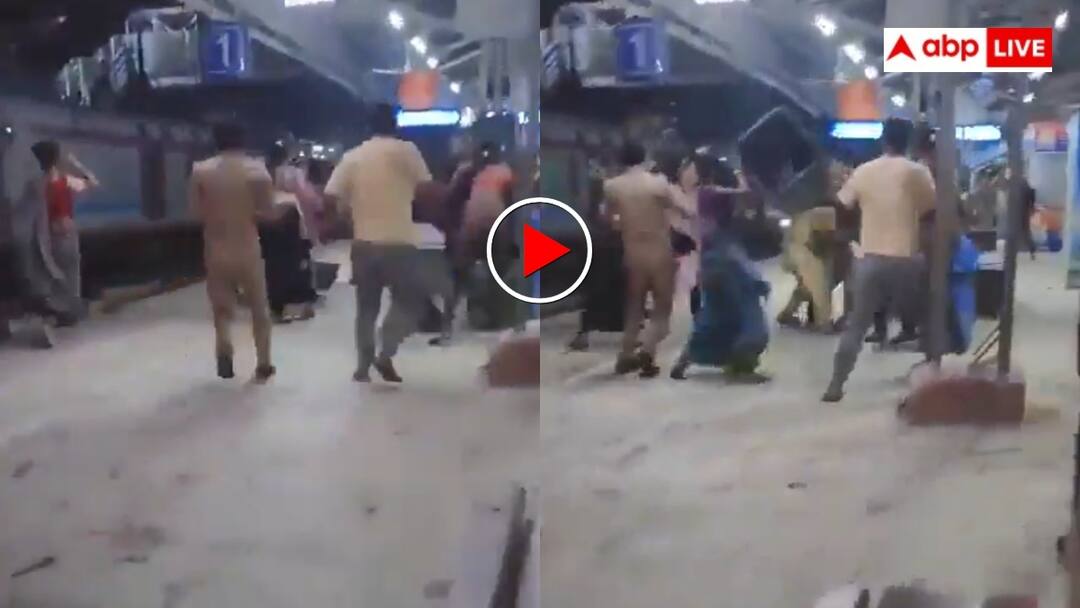 RPF inspector brutally beaten up by transgenders at Deoria railway station in Uttar Pradesh video goes viral जबरन पैसा वसूलने से रोका तो किन्नरों ने आरपीएफ जवान को दौड़ा दौड़ाकर पीटा- वायरल हो रहा वीडियो