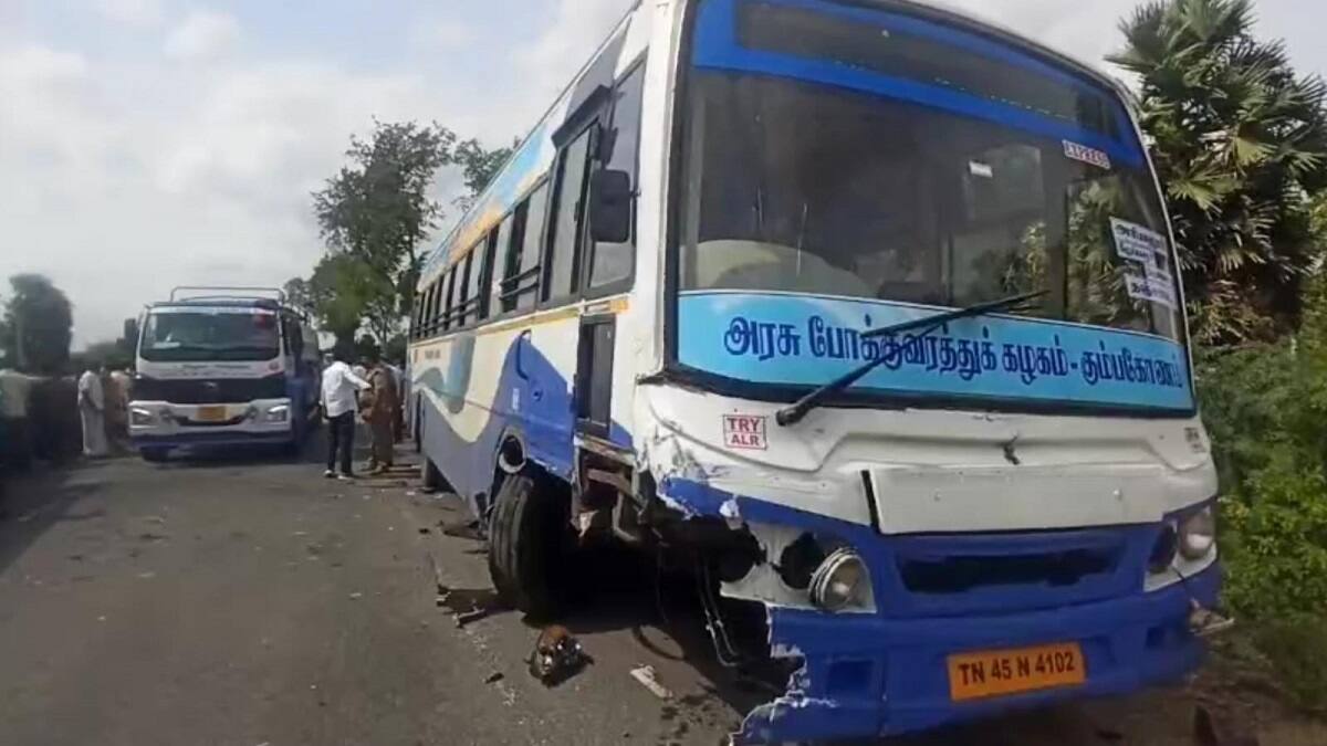 நேருக்கு நேர் மோதிக் கொண்ட அரசு பேருந்து – கார்: 2 பேர் சம்பவ இடத்திலேயே பலி