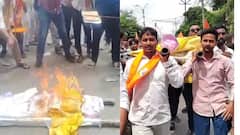 ABVP कार्यकर्ताओं ने निकाली मंत्री ओपी राजभर की शव यात्रा, कैबिनेट मंत्री का फूंका पुतला
