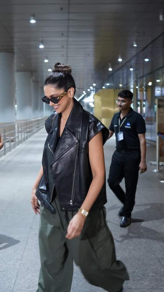 Leather Jacket Never Looked So Stylish! Deepika Padukone Aces Airport Look