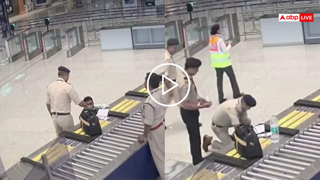 Quick action by CISF jawan at Delhi airport saved the life of a passenger watch viral video Video: एयरपोर्ट पर बेहोश हो गया यात्री, CISF जवान ने CPR देकर बचाई जान, वीडियो वायरल