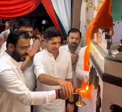 Satyajeet Tambe & Amol Khatal : कट्टर विरोधक सत्यजीत तांबे अन् अमोल खताळ एकत्र, गणरायाची केली सोबत आरती; पाहा PHOTOS