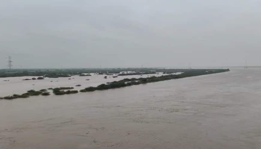 Flood in Narmada river due to release of water from Sardar Sarovar Dam  Bharuch: સરદાર સરોવર ડેમમાંથી પાણી છોડાતા નર્મદા નદીનું રૌદ્ર સ્વરૂપ, કાલે શાળા-કોલેજમાં રજા જાહેર