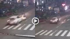 Video: भयानक! स्कूटी से सड़क पार कर रहे बाप-बेटे को कार ने उड़ाया, हादसे का वीडियो वायरल
