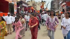 Madhurimaraje Chhatrapati: अन् मधुरीमाराजेंनी कोल्हापुरात मंडळाच्या मिरवणुकीत हलगीच्या तालावर लेझीमचा ठेका धरला