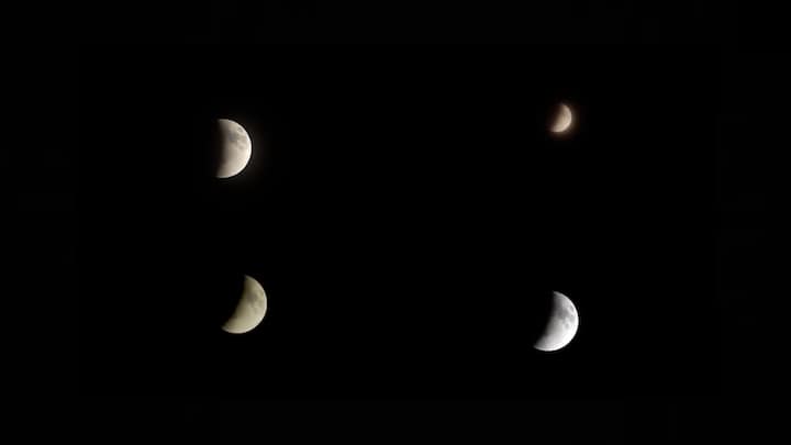 Total Lunar Eclipse 2025: Stunning ‘Capped Moon’ Lights Up Skies Across India — IN PICS Lunar eclipse 2025: The Earth's shadow covers half of the moon as the rare celestial event unfolds. Visuals from across India. (PTI Photo)