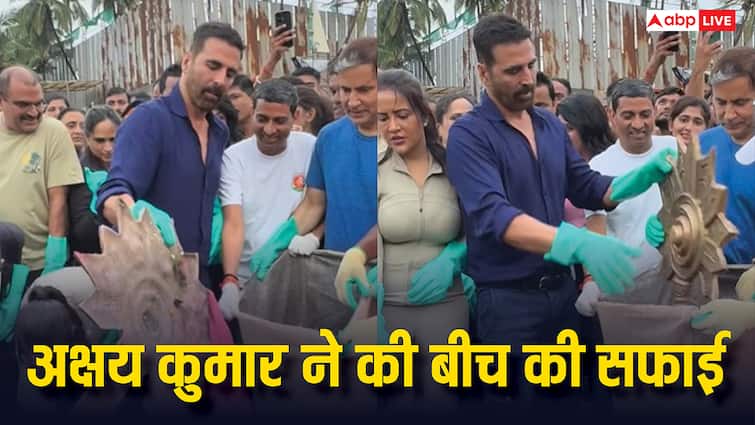 गणपति विसर्जन के बाद मुंबई बीच को साफ करने पहुंचे अक्षय कुमार, यूजर्स बोले - ‘आपको सैल्यूट है’