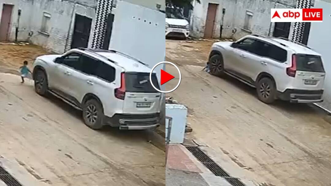 Driver runs Scorpio car over little girl horrifying video goes viral on social media 3 साल की बच्ची पर चढ़ी Scorpio-N! मोहल्ले में खेलते हुए अचानक मौत ने फैलाई बांहें- रुला देगा वीडियो