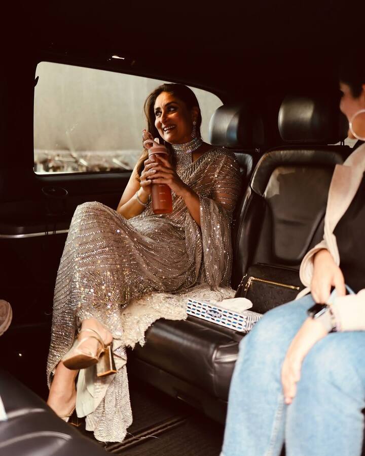 Kareena Kapoor Khan, a true embodiment of grace and glamour, turned heads yet again with her latest sartorial statement. Dressed in a stunning silver sequin saree with a contemporary twist, the Bollywood superstar proved once more why she continues to reign as a fashion icon across generations.