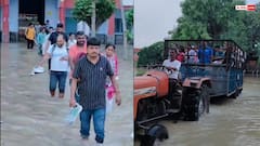 शाहजहांपुर में बाढ़ के बीच PET परीक्षा, ट्रैक्टर-ट्राली से एग्जाम देने पहुंचे परीक्षार्थी