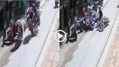 Video: फिल्मी स्टाइल में आमने-सामने टकराईं दो तेज बाइक, हवा में उछली, हादसे का वीडियो वायरल