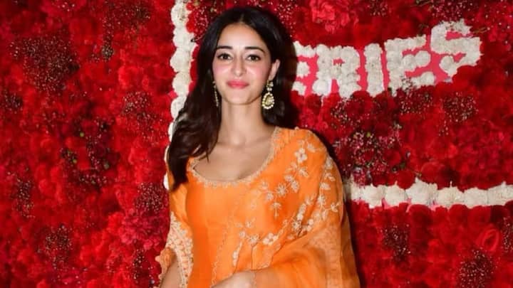 Day 1 – Orange: Ananya Panday’s orange anarkali set is a vision of festive charm. The flared kurta with embroidered sleeves and sequinned neckline pairs beautifully with the palazzo and organza dupatta, making it a radiant choice for the first day celebrations. (Image Source: Instagram/ devnaagri)