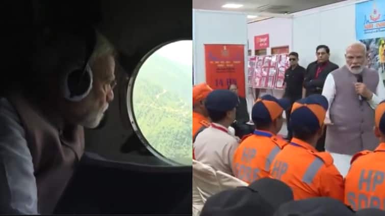 WATCH: PM Modi Conducts Aerial Survey Of Flood-Hit Areas In Himachal Pradesh