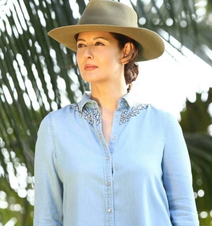 इस ब्लू शर्ट के साथ हैट लगाए एक्ट्रेस किसी प्रिंसेस से कम नहीं लग रही हैं.