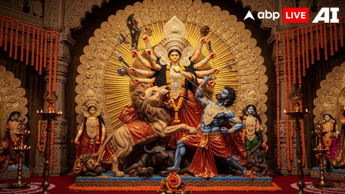 Durga Puja 2025: The Hindu Mythological Tale Of Goddess Durga As Mahishasur Mardini