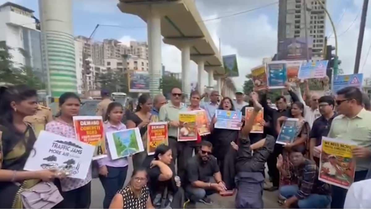 Head-In-Potholes Protest In Maharashtra's Thane To Demand Better Roads: WATCH