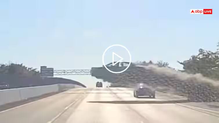 in usa new york car flew into air on long island sunrise highway driver suffered a stroke shocking scene captured in dashcam  ડ્રાઈવરને આવ્યો હાર્ટ એટેક તો હવામાં ઉડવા લાગી કાર,ઘટના કેમેરામાં કેદ, જુઓ વાયરલ વીડિયો