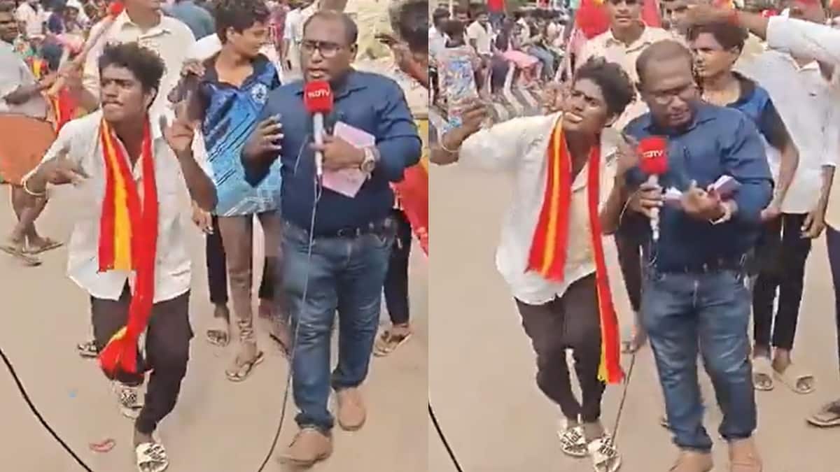 TVK Vijay: உற்சாகத்தின் உச்சியில் தவெக தொண்டர்.. நிருபரிடம் ஆட்டம் போட்டு காண்பித்த விஜய் ரசிகர்!