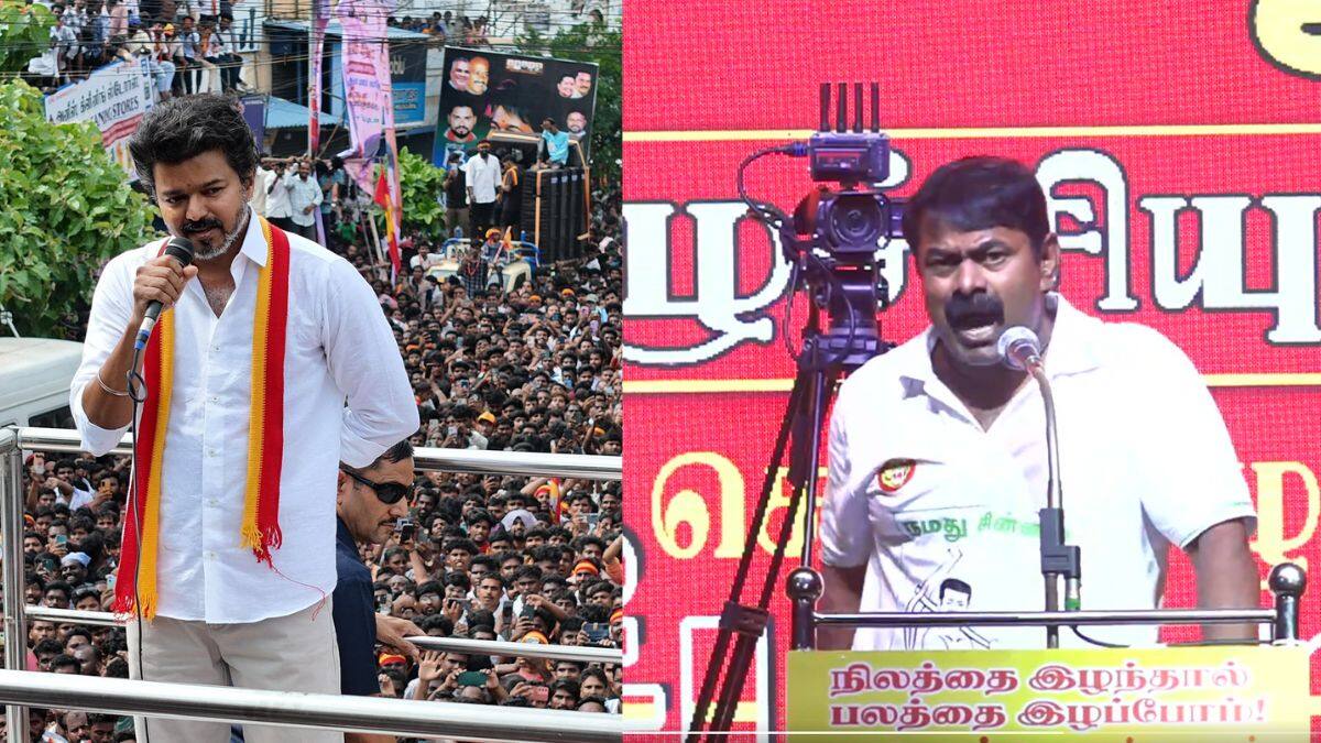 Seeman On Vijay: ”காக்கா, தற்குறி கூட்டம்.. மழையில பேசுவியா?” - விஜயை அடித்த சீமான், திருப்பிக் கொடுக்கும் தவெக