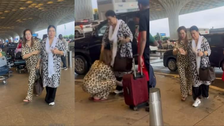 एयरपोर्ट पर मुनमुन दत्ता ने छुए अपनी मां के पैर, यूजर्स बोले - ‘तभी जेठालाल इनके दीवाने हैं..’
