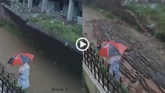 Video: रास्ते से गुजर रही थी महिला, तभी भरभराकर गिर गई दीवार, बाल-बाल बची, वीडियो वायरल