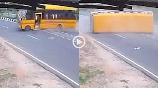 Video: हाइवे पर यमराज! जब कार की टक्कर से पलट गई स्कूल बस, वीडियो देख निकल जाएगा दम!