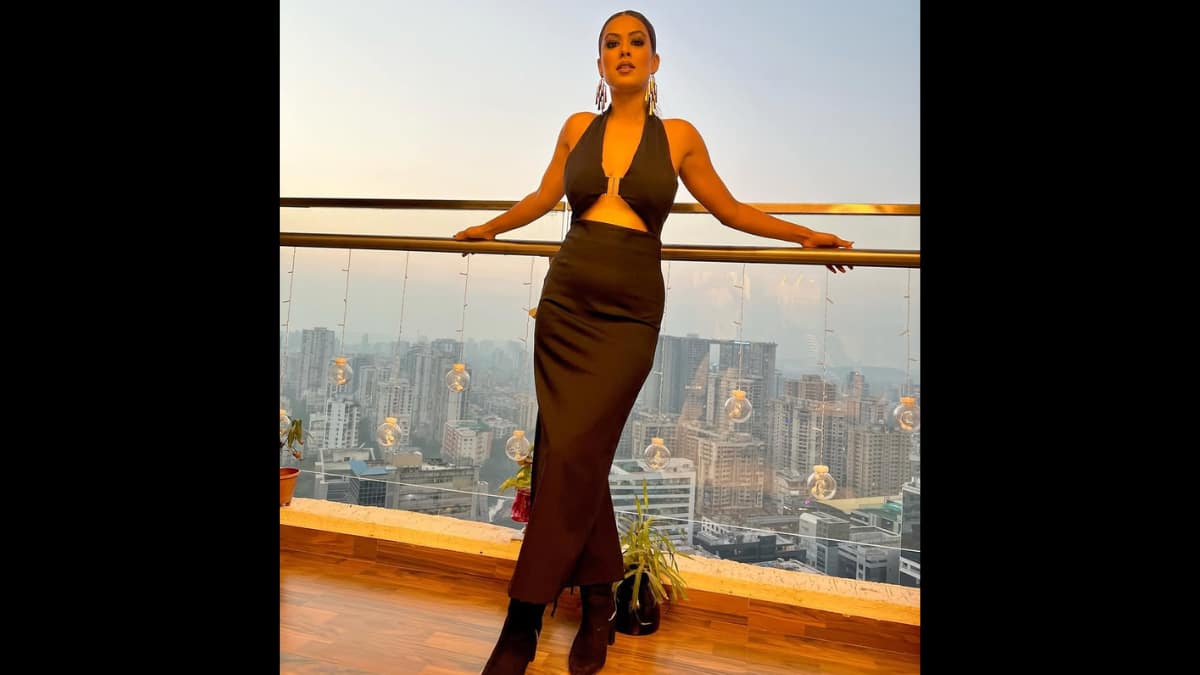 sparkly black dress Nia Sharma Birthday Dress