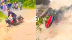 Video: दिमाग घर छोड़ आया था! दिखावे के चक्कर में खाई में गिरा बाइकर, हादसे का वीडियो वायरल