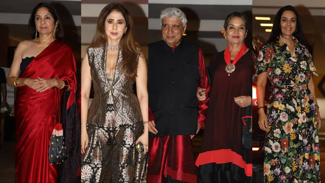 Shabana Azmi Birthday: वाइफ शबाना संग ट्विंनिंग कर पहुंचे जावेद अख्तर, सिल्क साड़ी में सजीं नीना, प्रीति-उर्मिला का दिखा ग्लैमरस लुक