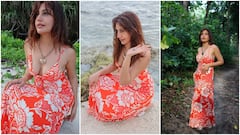 समंदर किनारे सुरभि चंदना ने डीप नेक ड्रेस में दिखाया जलवा, टीवी की 'नागिन' के हुस्न पर फिदा हुए फैंस