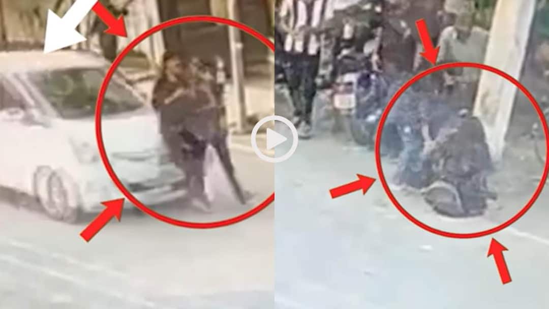 Watch speeding car hit two young women on Warehouse Road in Bilaspur Chhattisgarh Viral Video Video: सड़क पर चल रही थी लड़कियां, पीछे से मौत ने दी दस्तक, कार ने रौंदा, बिलासपुर का वीडियो वायरल