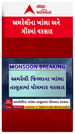 Amreli Rain: અમરેલી જિલ્લાના ખાંભા તાલુકામાં ધોધમાર વરસાદ