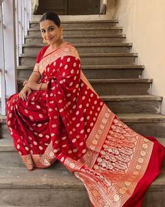 नवरात्रि के लिए बेस्ट हैं विद्या बालन के ये साड़ी लुक, आप भी कीजिएगा ट्राई