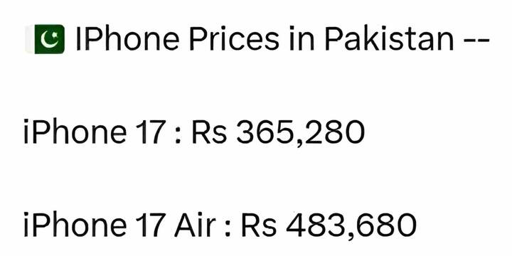 X पर एक पोस्ट के अनुसार, पाकिस्तान में iPhone 17 की कीमत PKR 3.65 लाख (भारतीय रुपये में 1.14 लाख) से लेकर PKR 5.74 लाख (भारतीय रुपये में 1.79 लाख) तक रखी है. इस फोन के लिए यहां के लोगों को इतने लाख रुपये खर्च करने पड़ेंगे.