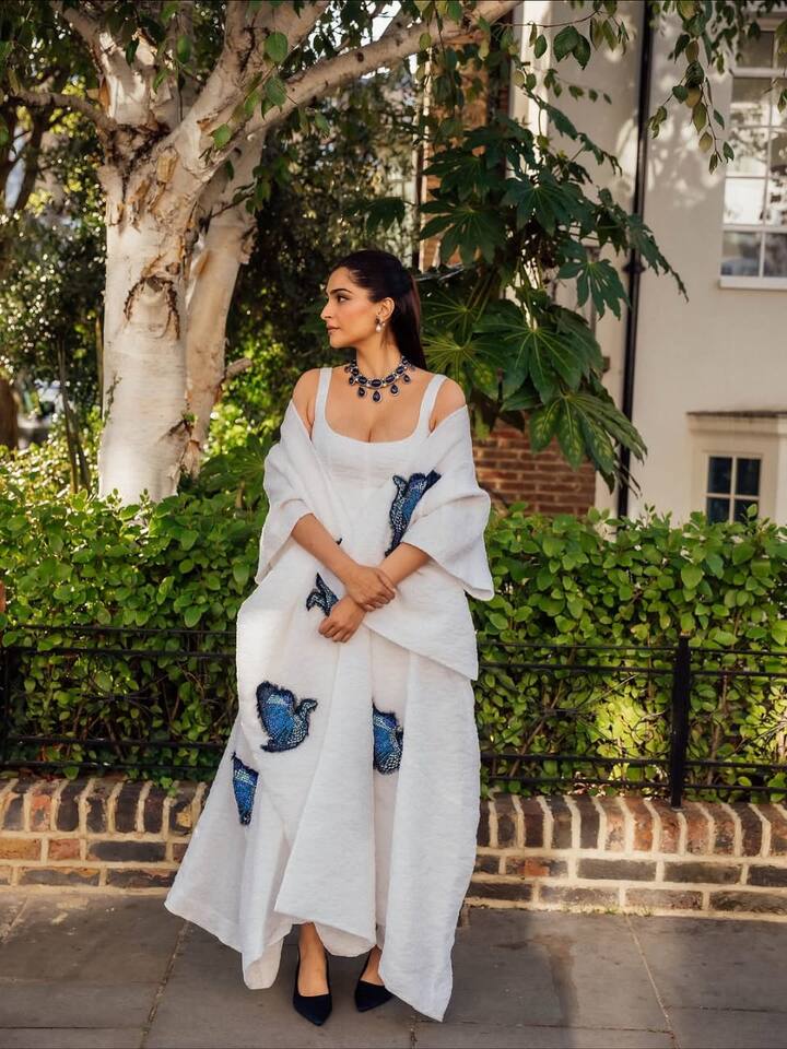 राजस्थान के इस राज्य पक्षी की जनसंख्या 100 से 173 होने की खुशी में सोनम कपूर ने अपने इस यूनिक आउटफिट के जरिए इस खास मोमेंट को सेलिब्रेट किया है. अदाकारा के कपड़ो पर गोडावण की बारीक कारीगरी की गई है.