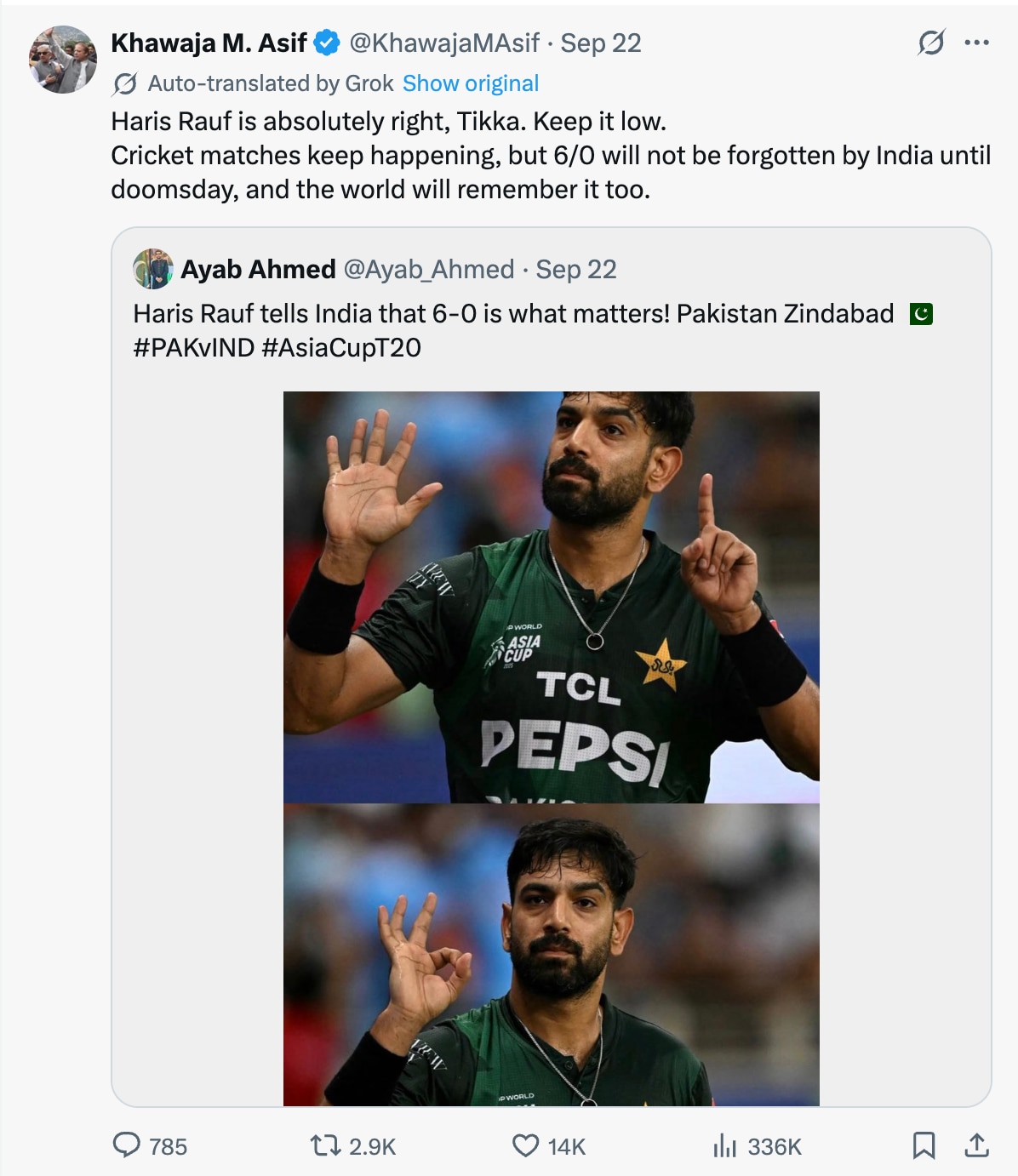 Treating India Right': Pakistan Defence Minister Backs Haris Rauf’s Controversial Gesture In Asia Cup Clash