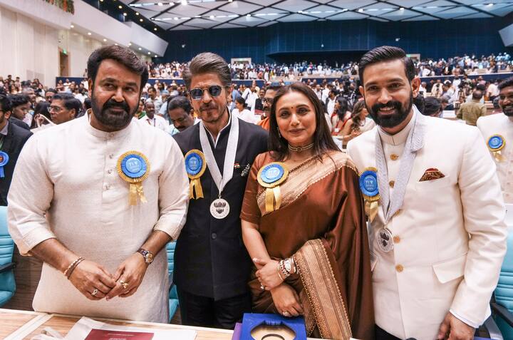 At the 71st National Film Award, many stars including Shah Rukh Khan, Rani Mukherjee, South Superstars Mohanlal and Vikrant Massey were honored for work.