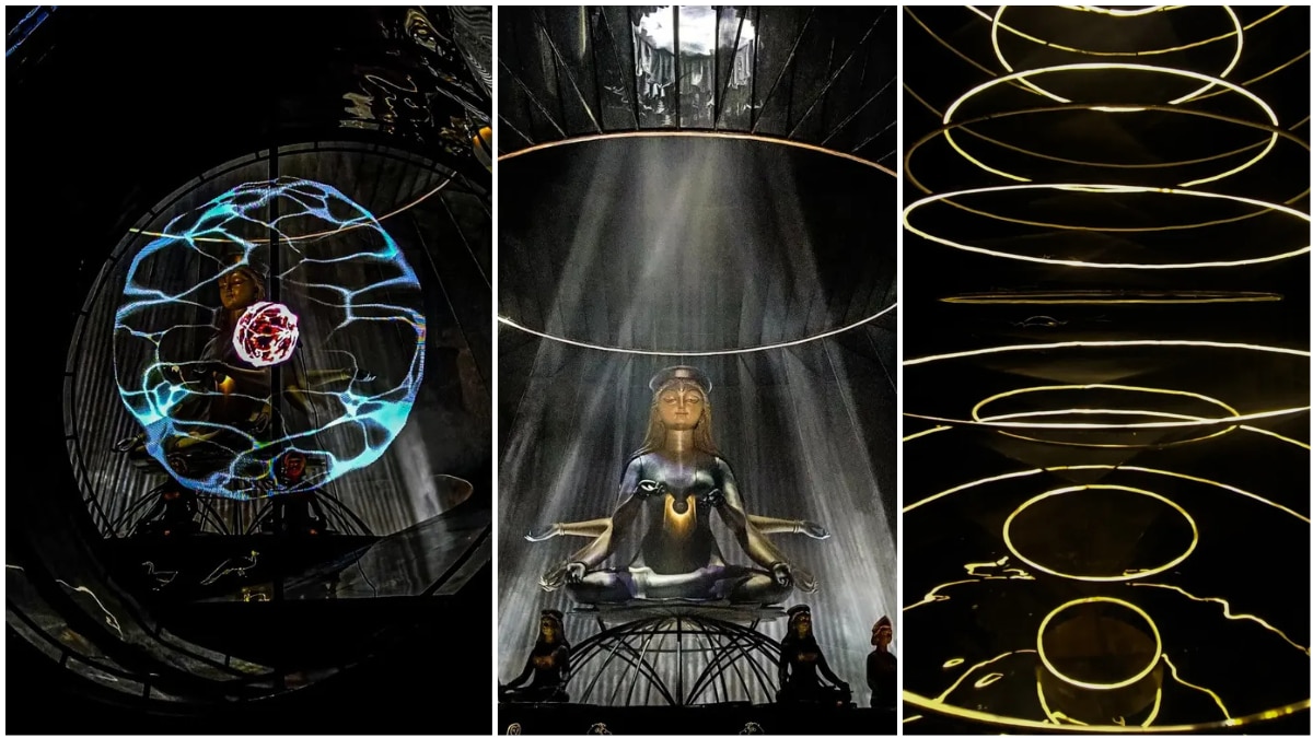 Durga Puja 2025: Dum Dum Park Bharatchakra’s ‘Tanmatra Aura’ Pandal Mesmerises Devotees — WATCH VIDEO